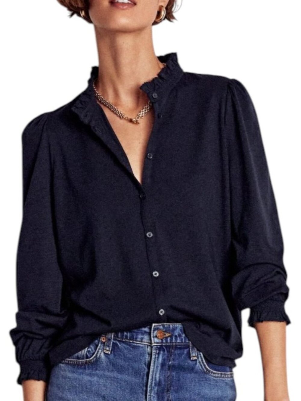 NEW Boden Effie Smocked Detail Shirt | Black